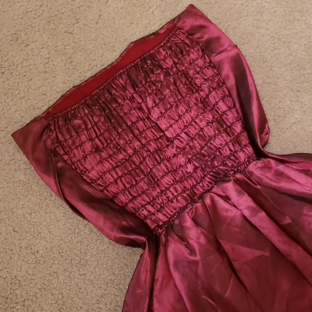 Vintage Formal Plum Wine Purple Formal Strapless Bubble Mini Dress - Picture 9 of 13